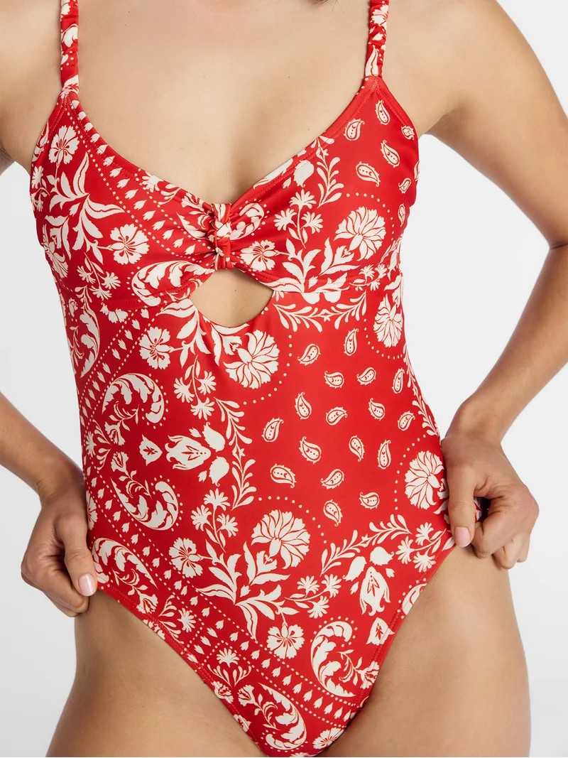 Time and Tru Women's and Women's Plus Knot Front and Keyhole One Piece Swimsuit, Sizes XS-3X | Walmart (US)