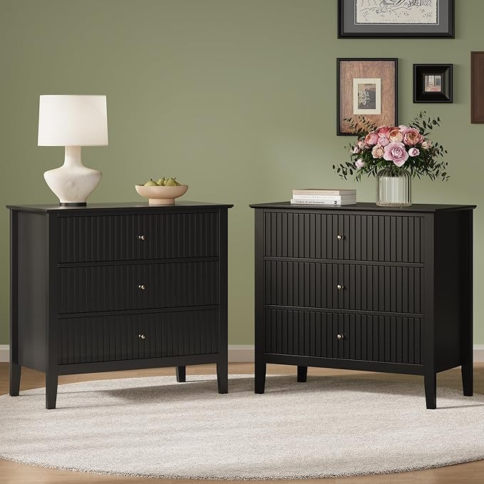 RoyalCraft 32" Large Nightstand Set of 2, Fluted Painted Bedside Table with 3 Spacious Drawers, M... | Amazon (US)