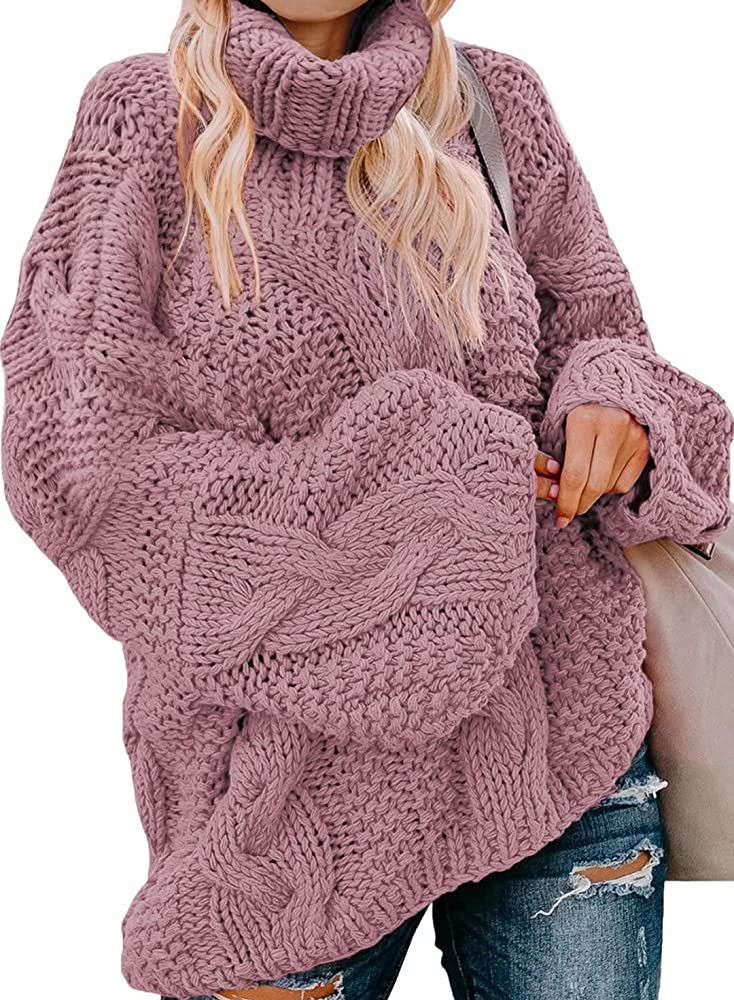Dokotoo Womens 2022 Loose Oversized Casual Turtle Neck Sweater Pullover Top | Amazon (US)