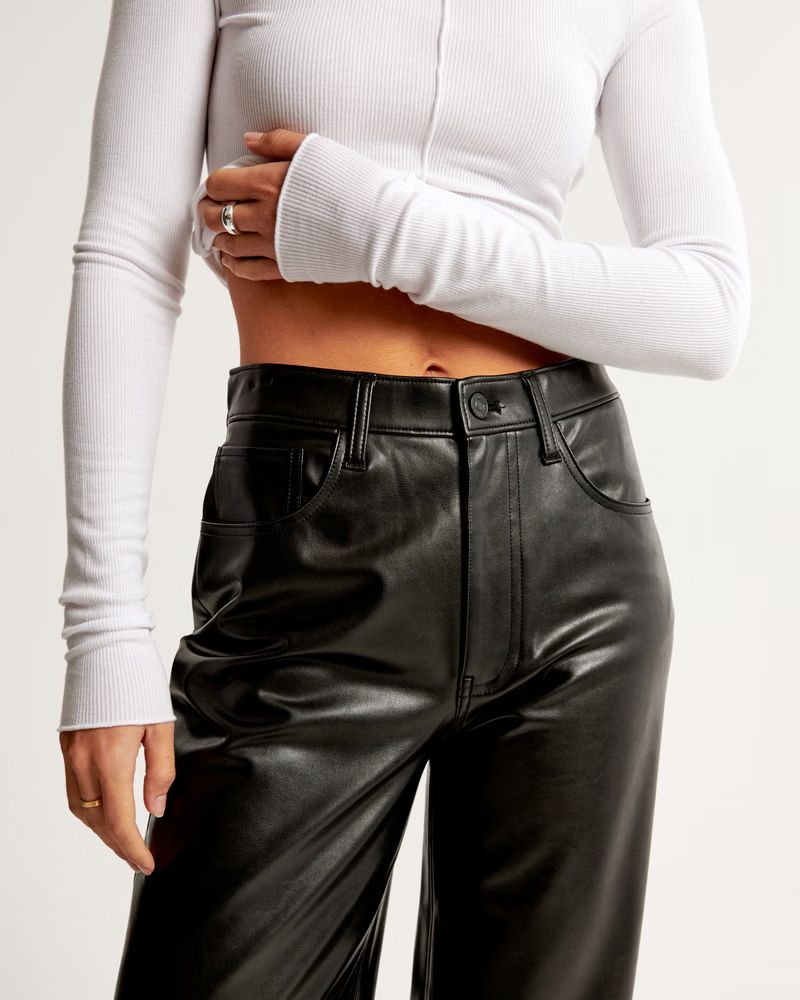 Vegan Leather High Rise Loose Pant | Abercrombie & Fitch (US)