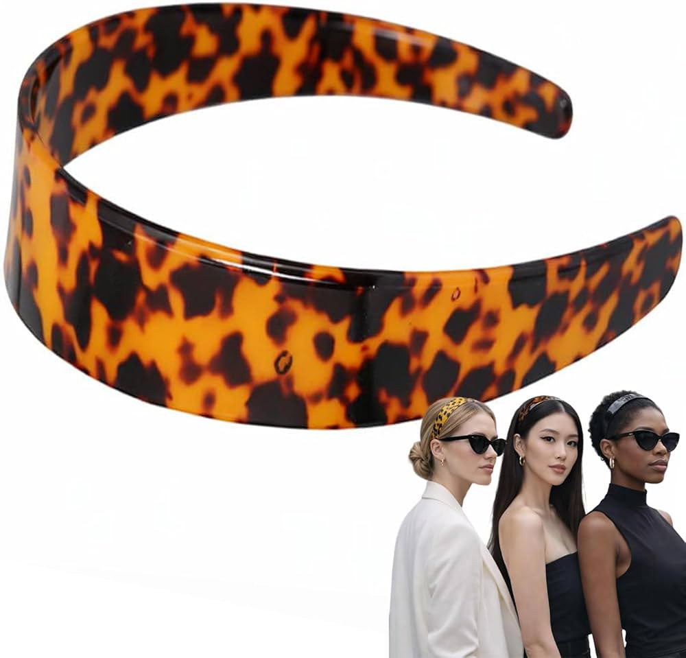 Wide Tortoise Shell Headband Women, Thick Tortoise Shell Headband 1.5 Inch Acetate Hair Band with... | Amazon (US)