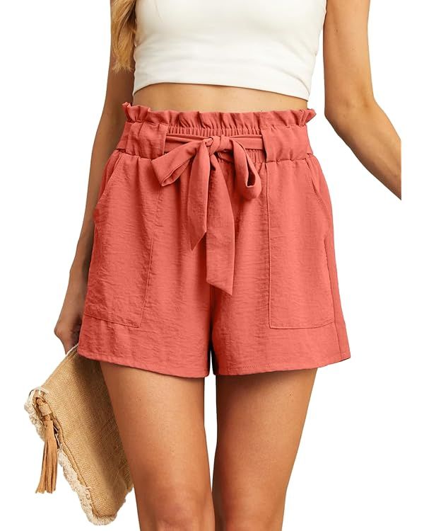 IWOLLENCE Womens Shorts with Pockets Summer Casual Shorts for Women Waist Casual Lightweight Adju... | Amazon (US)
