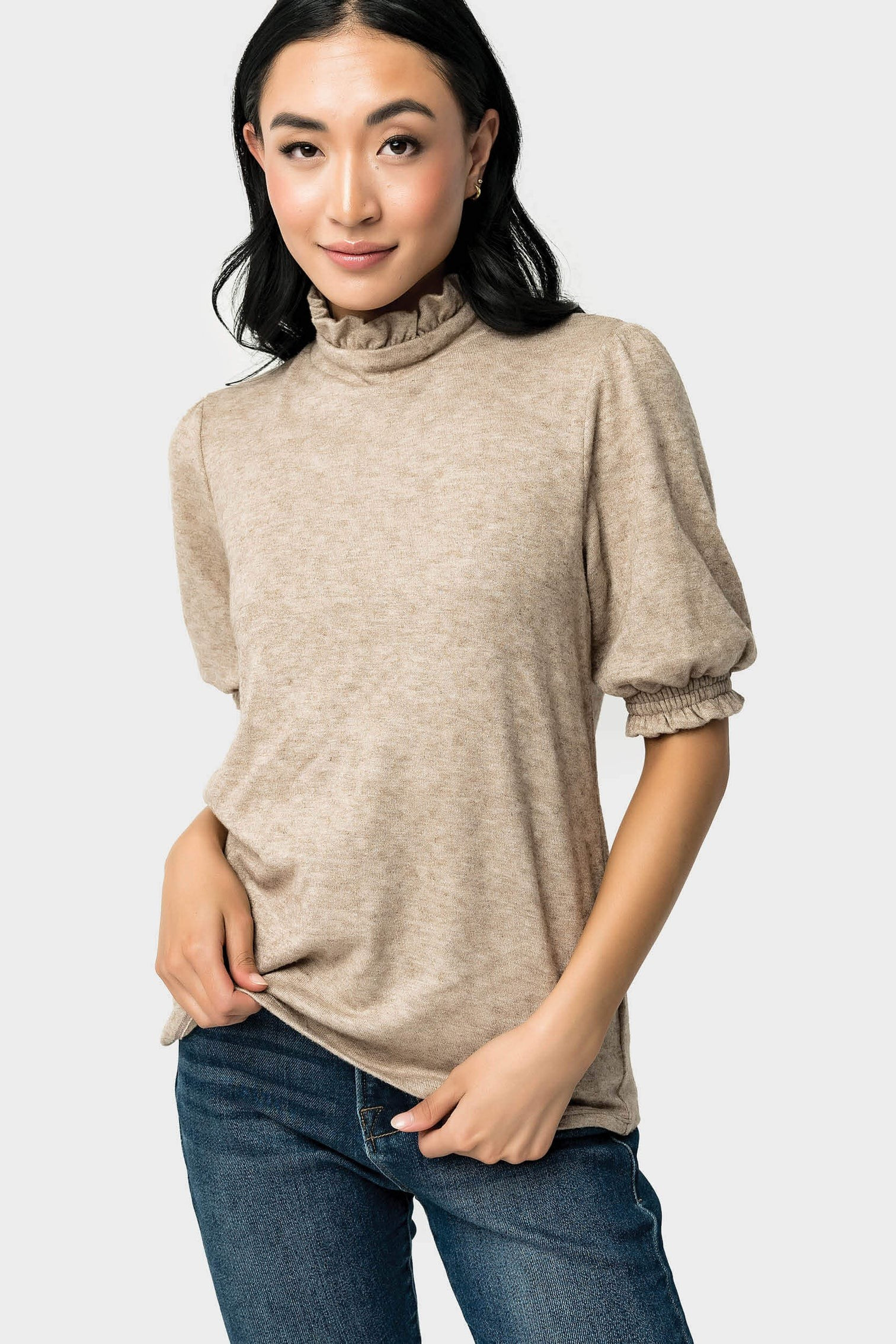 GIGI Feminine Mock Neck Luxe Sweater | Gibson