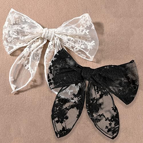 2 Pack Lace Large Hair Bows for Girls, Cute Hair Ties Hair Accessories for Wedding Party Beach Sc... | Amazon (US)