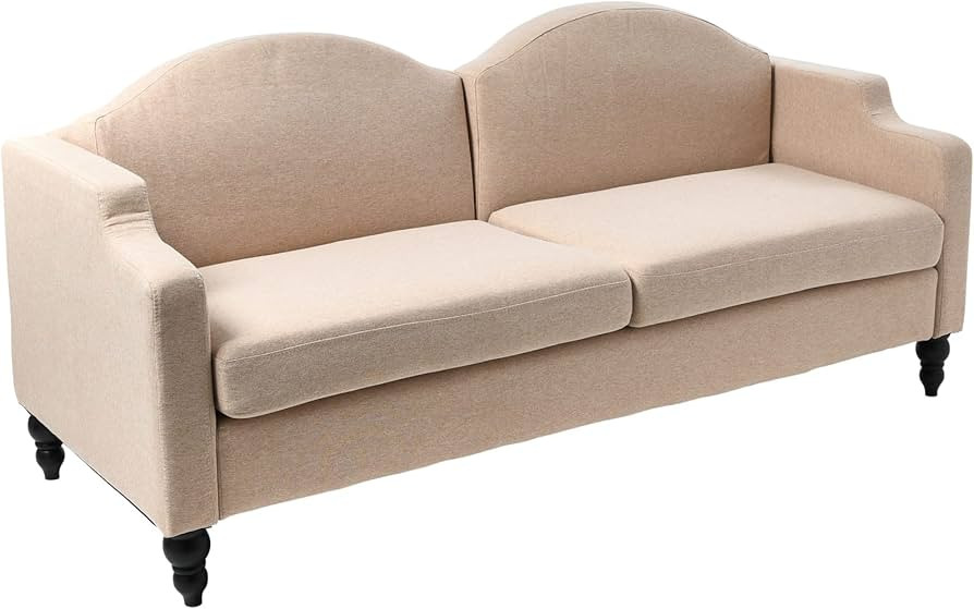 Creative Co-Op Washington Upholstered Camel Back Slope Arm Sofa with Customizable Trim, Beige Whe... | Amazon (US)