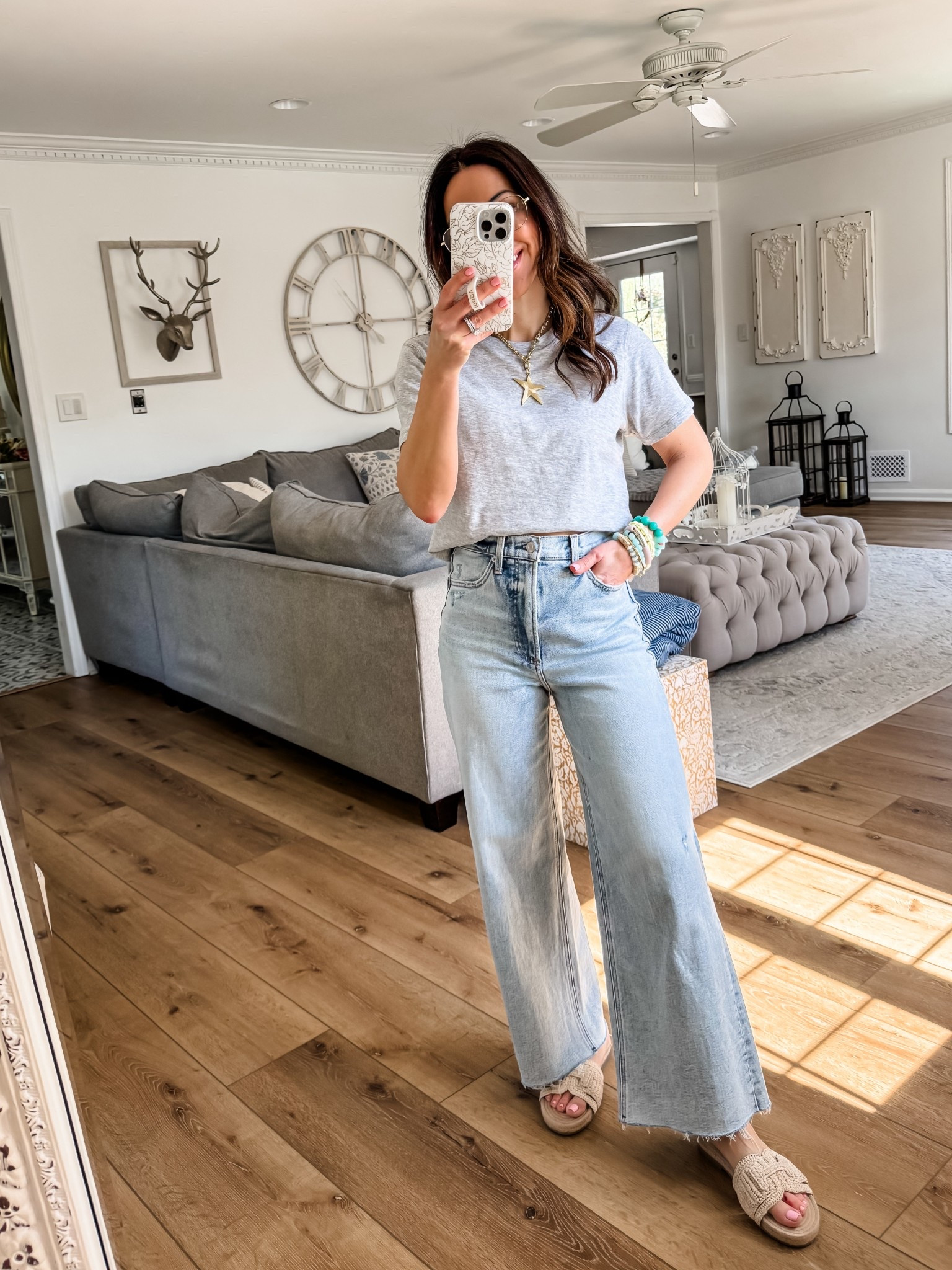 Pistola jeans, 20% offsite wide Jeans 26. Tee small. Sandals tts. Jewelry code HOUSEOFLEO20. Glasses code TAMMY10AM. @Pistola Denim  

Wide leg jeans

#LTKOver40 #LTKPetite #LTKSaleAlert