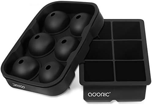 Adoric Ice Cube Trays Silicone Set of 2, Sphere Ice Ball Maker with Lid and Large Square Ice Cube... | Amazon (US)