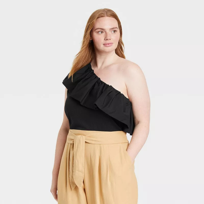 Women's Ruffle Elbow Sleeve One Shoulder Blouse - Who What Wear™ | Target