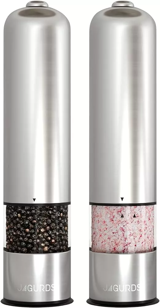 NEW BATTERY OPERATED SALT AND PEPPER Grinder- SET OF 2 (GZOOGHOME)
