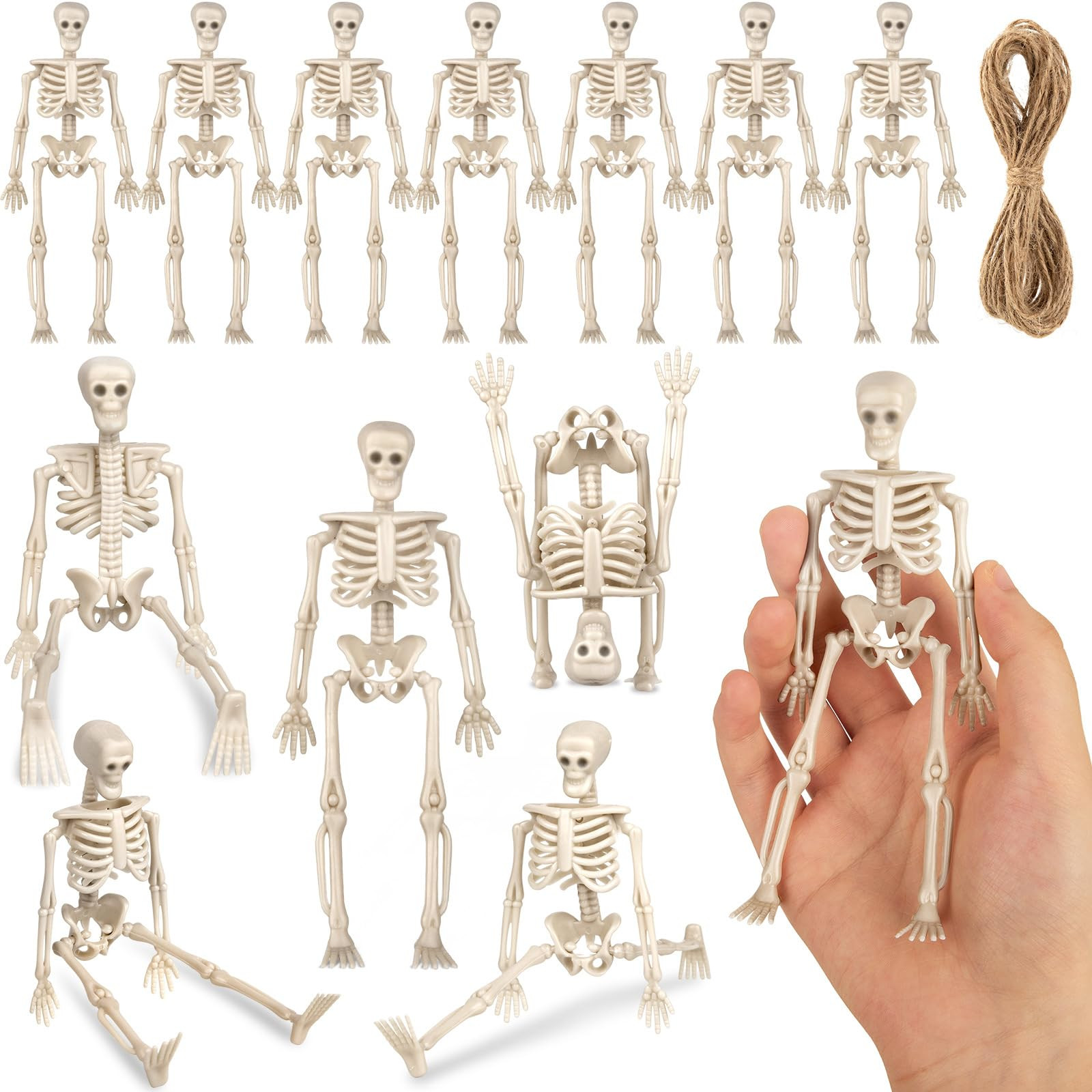 ZHWKMYP 12 Pcs Mini Skeleton Figurines, Small Skeletons for Halloween Decor, Halloween Decoration... | Amazon (UK)