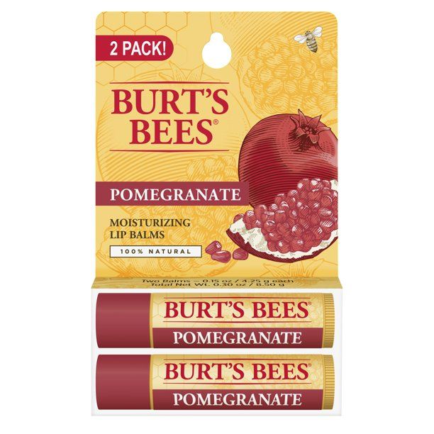 Burt's Bees 100% Natural Moisturizing Lip Balm, Pomegranate, 2 Count | Walmart (US)
