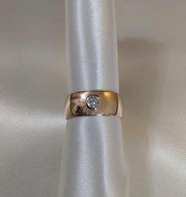 14K Yellow Gold Single Diamond Wedding Band Size 6.75 | eBay US