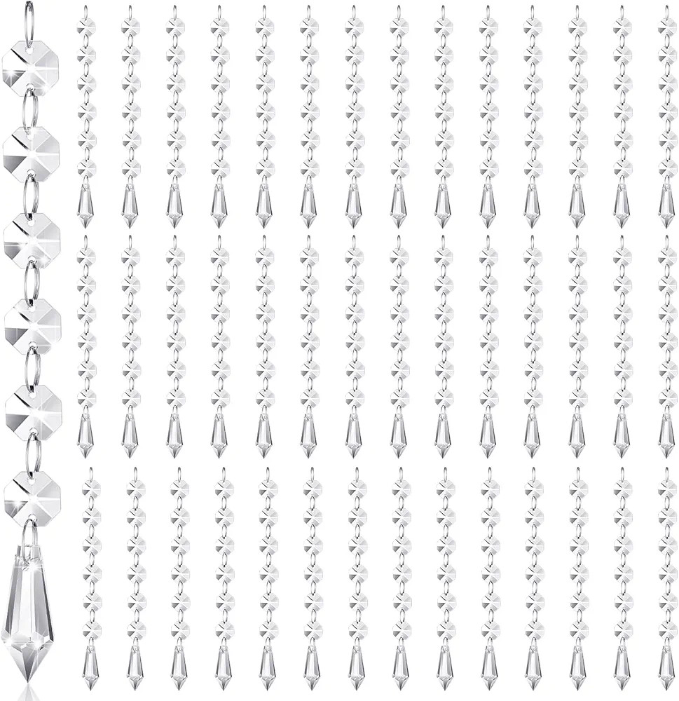 Nuenen 100 Pcs Christmas Hanging Crystals for Centerpieces Chandelier Clear Crystal Garland Stran... | Amazon (US)