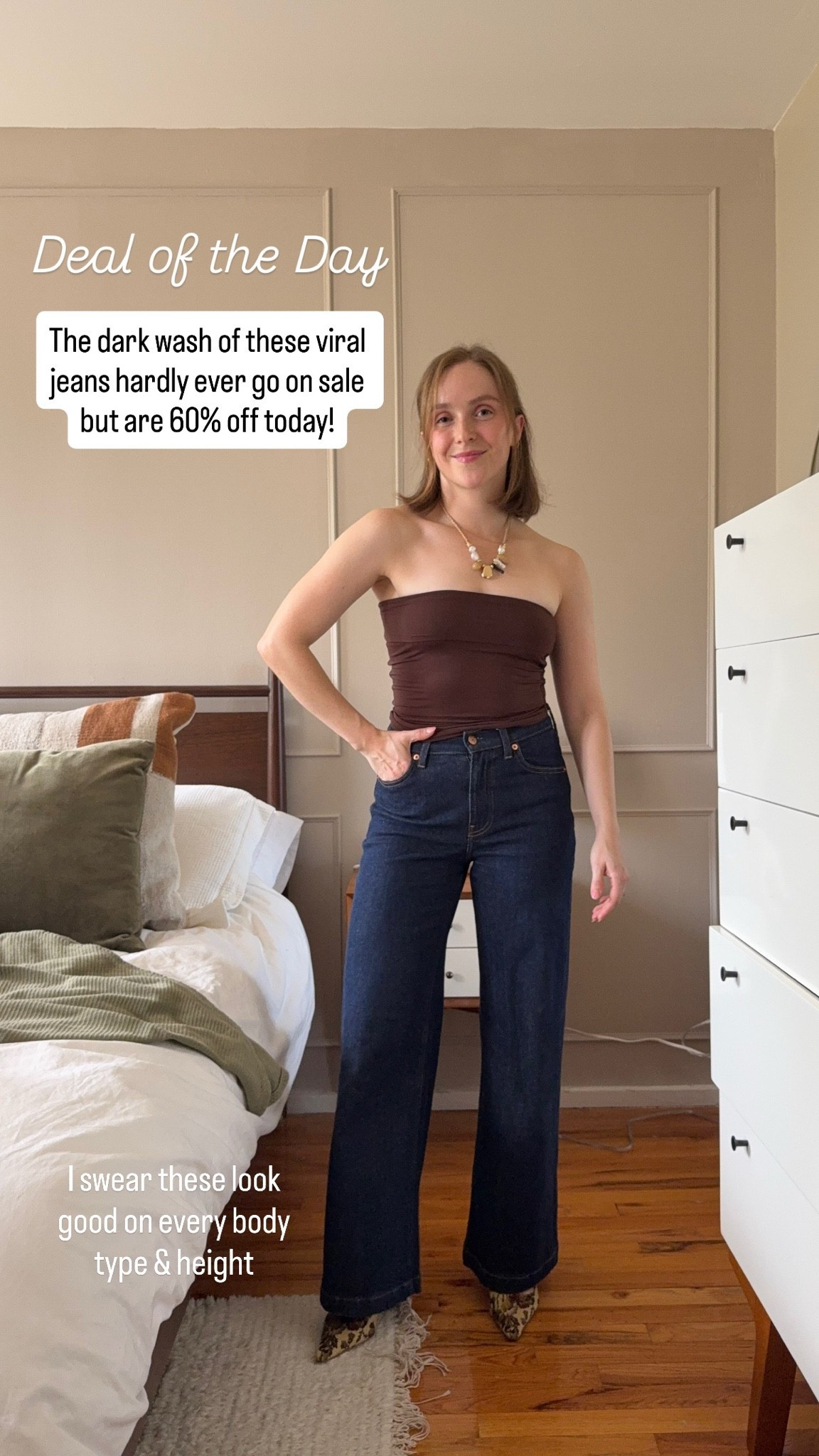 The viral dark wash jeans that look good on every body and height are $37 today! Wearing 25 petite (I’m 5ft2) the dark wash rarely go on sale so snag one while they’re discounted 
Small tube top double lined

#LTKootd #LTKSaleAlert #LTKPetite