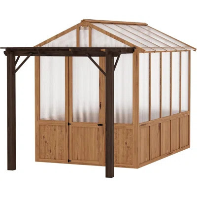8x13FT Wooden Greenhouse with Pergola – Cedar Frame, Roof Vent & Polycarbonate Walk-in Greenhouse for Outdoor | Wayfair North America