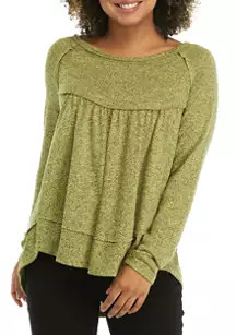 Long Sleeve Knit Babydoll Top | Belk