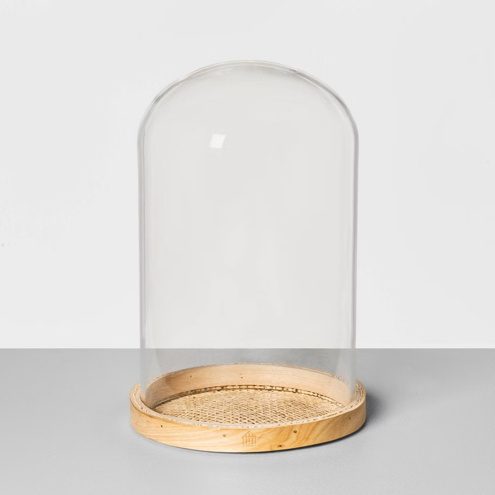Large Cloche with Woven Base - Hearth & Hand with Magnolia, Clear | Target