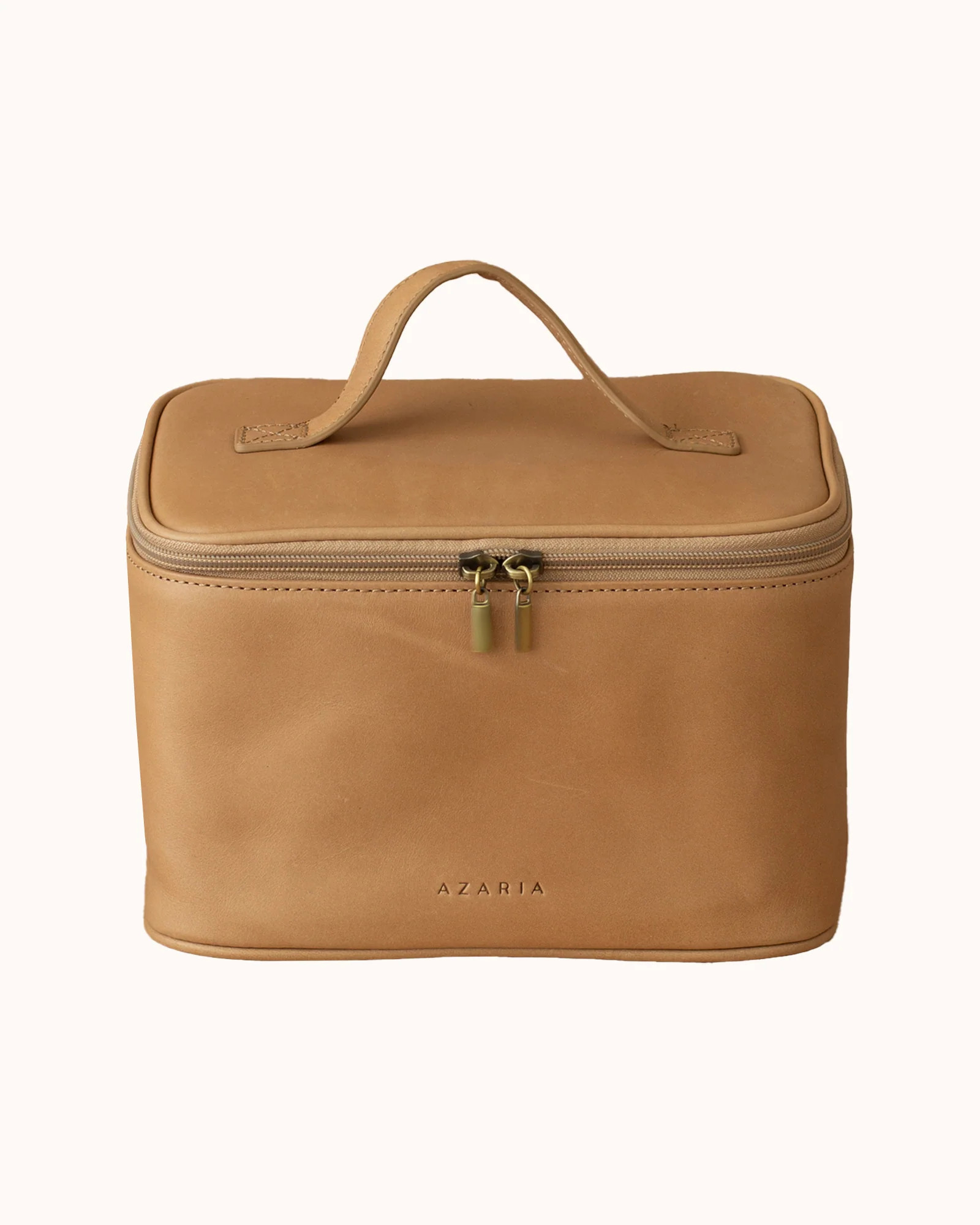 Madeleine Luxe Leather Beauty Bag Beige | AZARIA
