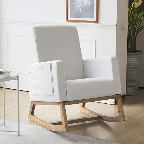 Paddie Rocking Chair Nursery Glider Rocker Chair Tall Back Upholstered Accent Armchair for Living... | Amazon (US)