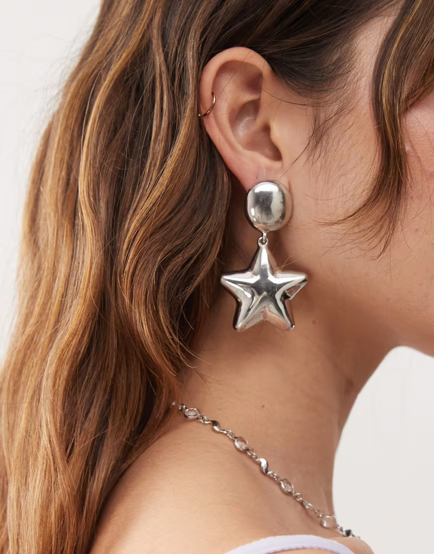 Reclaimed Vintage star drop earrings in silver | ASOS (Global)