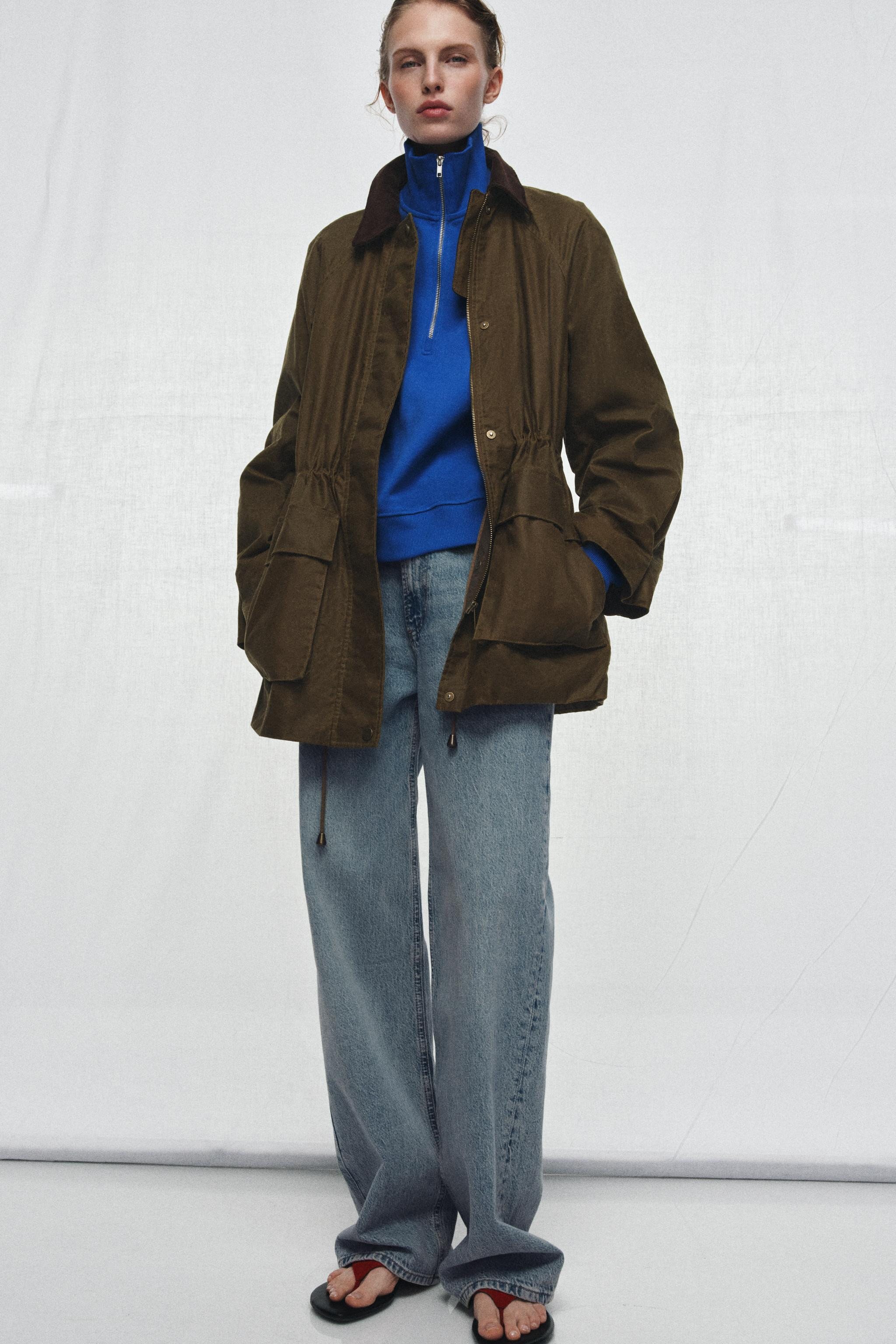 ZW COLLECTION WAXED JACKET WITH CORDUROY COLLAR | Zara UK