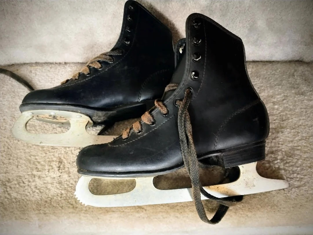 Vintage Child Ice Skates  - Black Figure Skates  - Steel Blades Made in Canada - | Etsy (US)