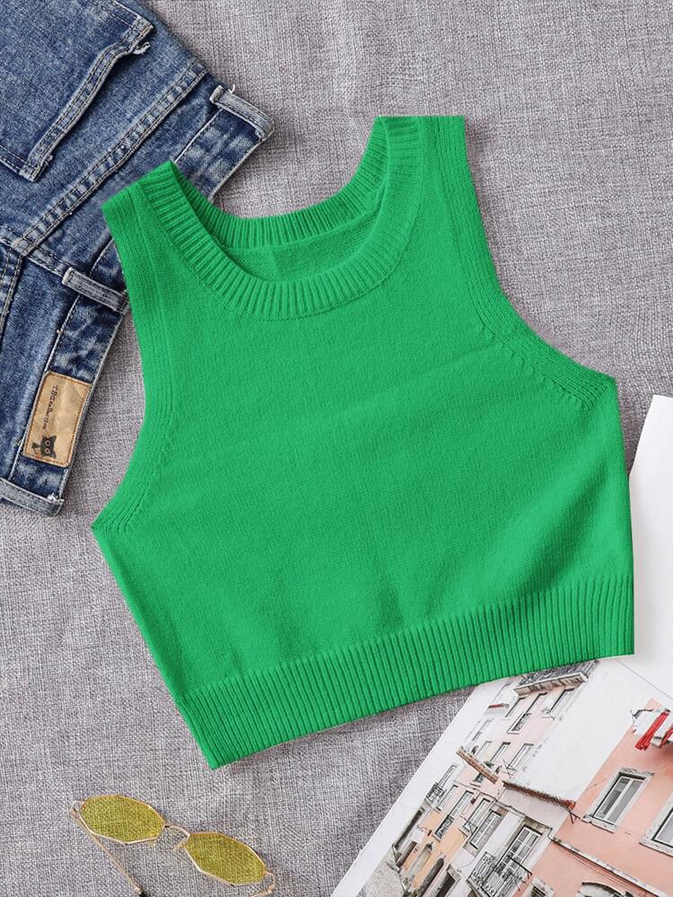 Solid Ribbed Knit Sweater Vest | SHEIN