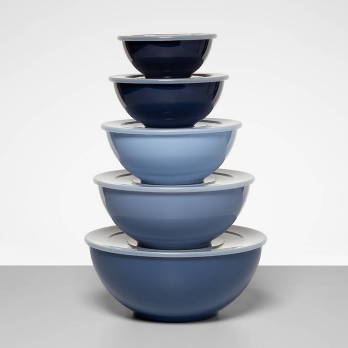 5pc Plastic Mixing Bowl Set with Lids Blue - Made By Design™ | Target