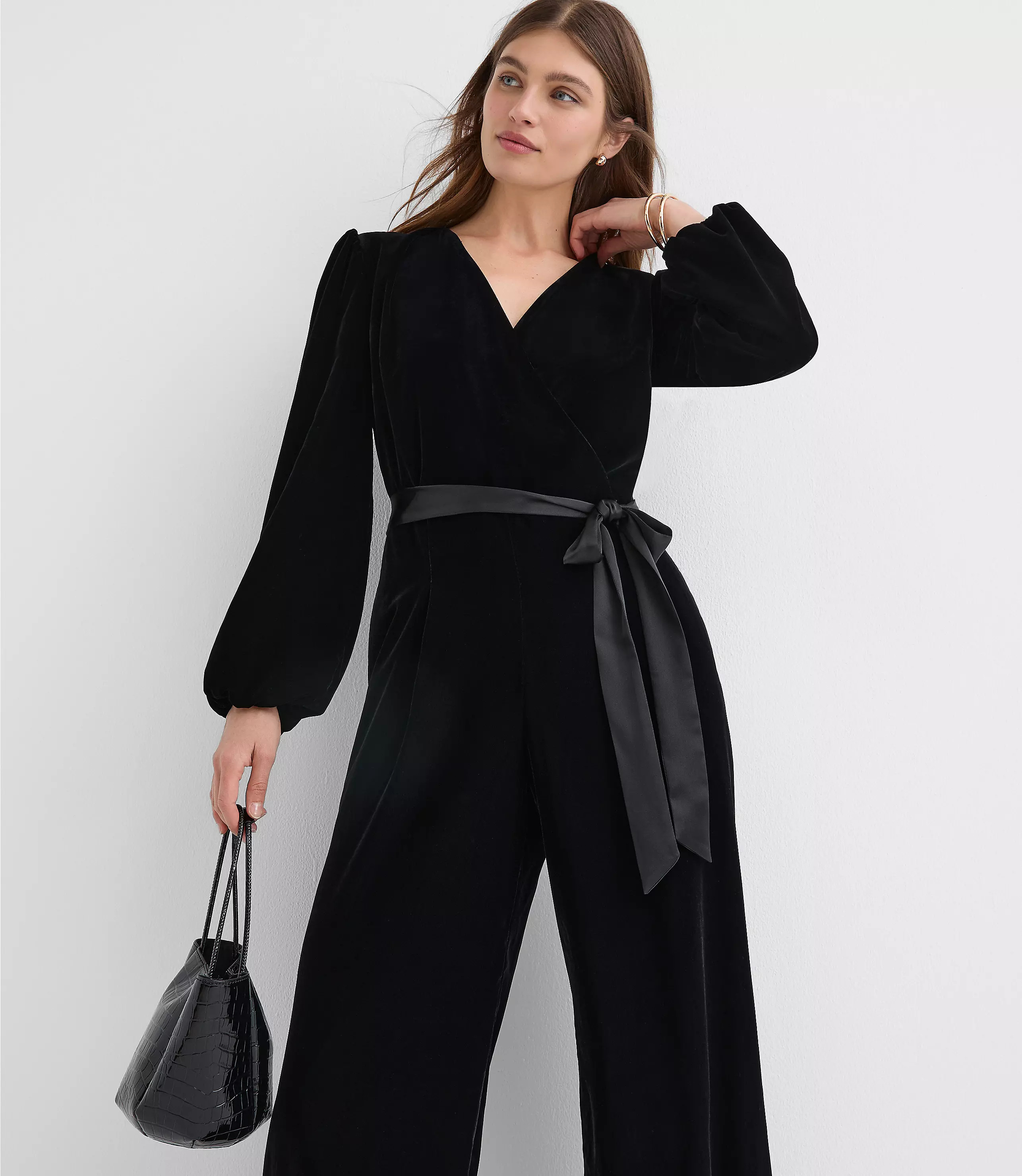 Petite Velvet Wrap Jumpsuit | LOFT