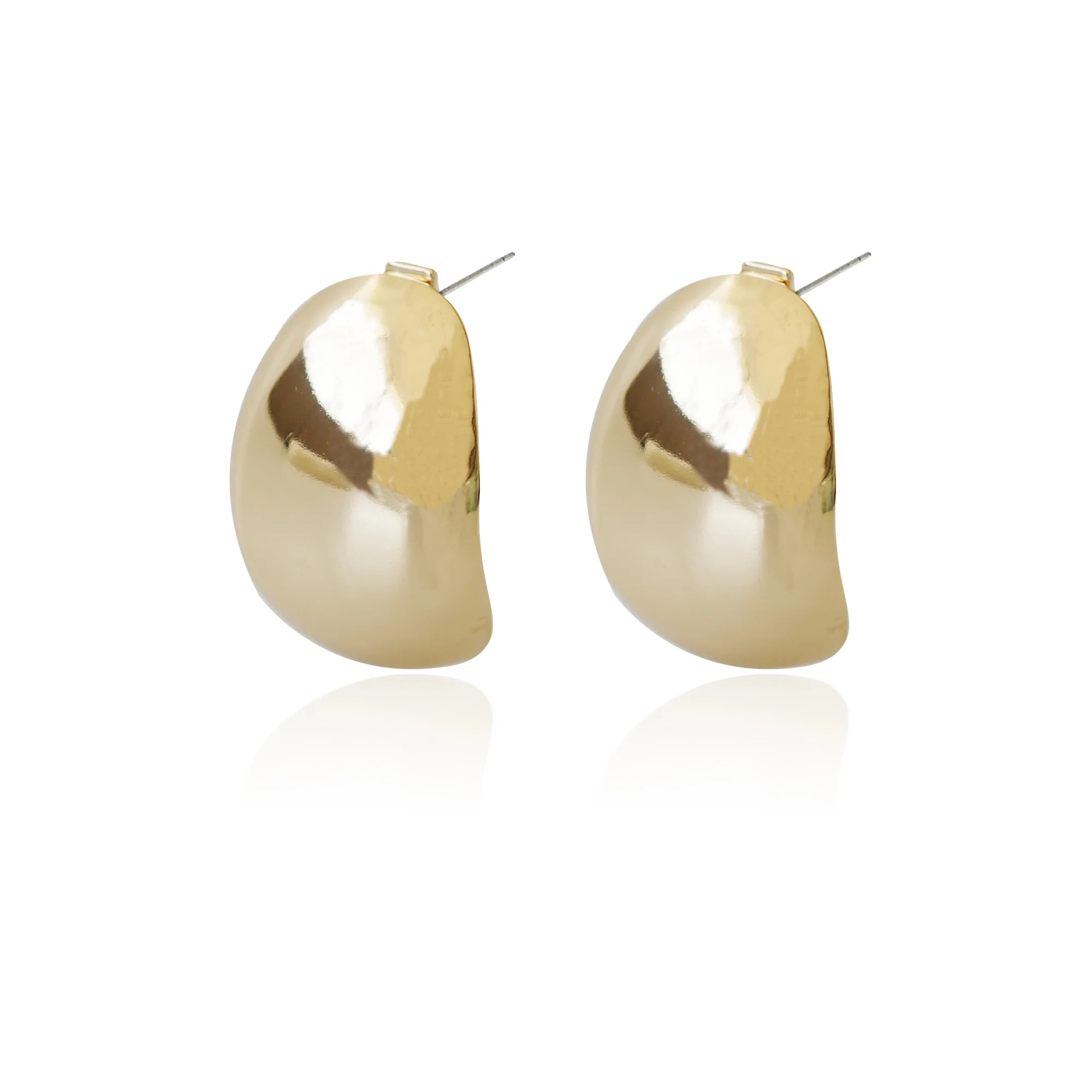 Time and Tru Women's Domed Metal Earring In Gold Plated Color - Walmart.com | Walmart (US)