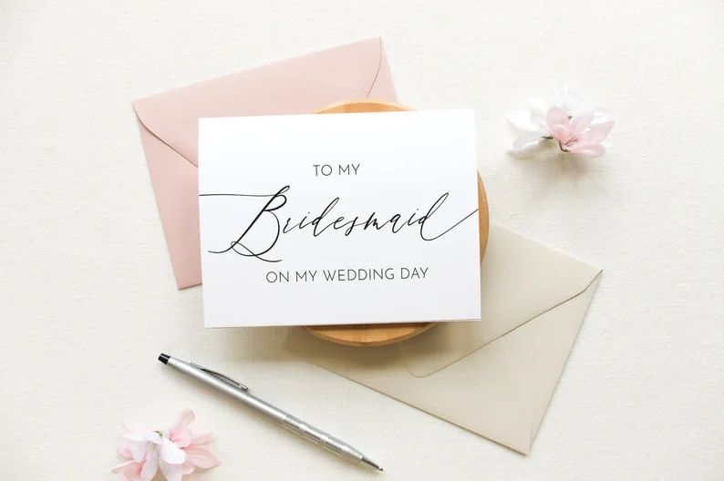 To my Bridesmaid on my Wedding Day, To my Bridesmaid, Wedding Day Cards, Bridal Party Wedding Day... | Etsy (US)