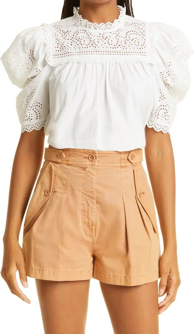 Ulla Johnson Yvonne Eyelet Short Sleeve Blouse | Nordstrom | Nordstrom