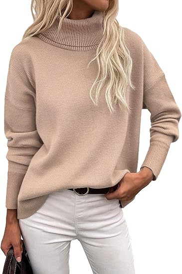 Zeagoo Women's Turtleneck Sweater 2025 Fall Winter Chunky Knitted Pullover High Low Hem Trendy Ba... | Amazon (US)