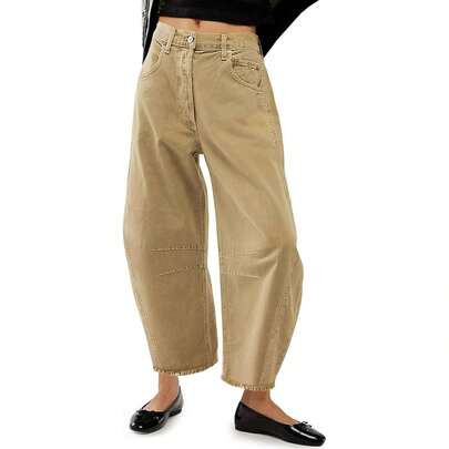 Womens Jeans Mid Rise Barrel Leg Vintage Jeans For Women 2025 Denim Pants Non Stretch | SHEIN