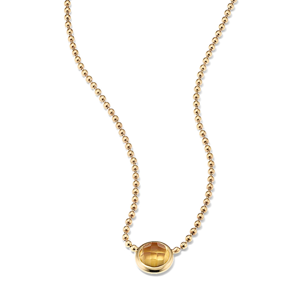 Bezel-Set Round Citrine Pendant | Shane Co
