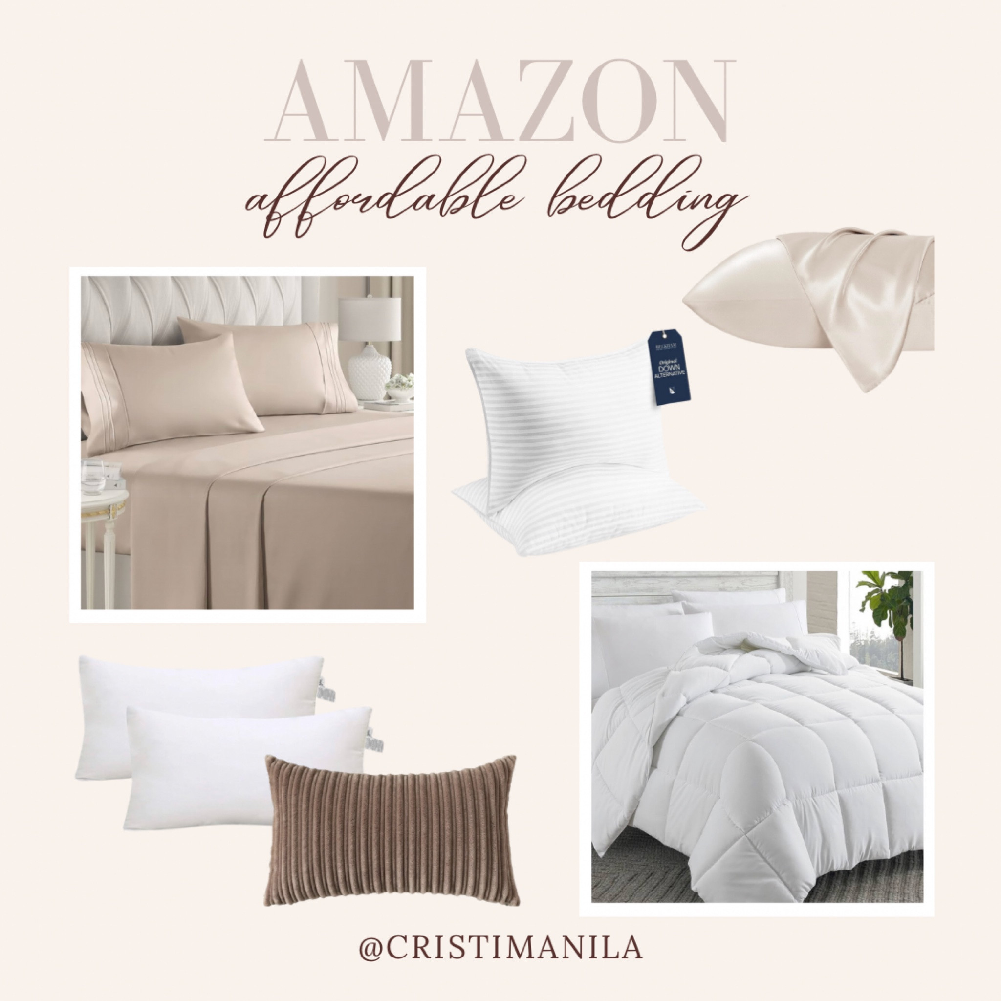 Some affordable bedding options! I always feel so much better when my room and bed look made and put together. I have these sheets, pillows and down comforter! My daughter has these silk pillowcases also.

#LTKMostLoved #LTKfindsunder50 #LTKhome