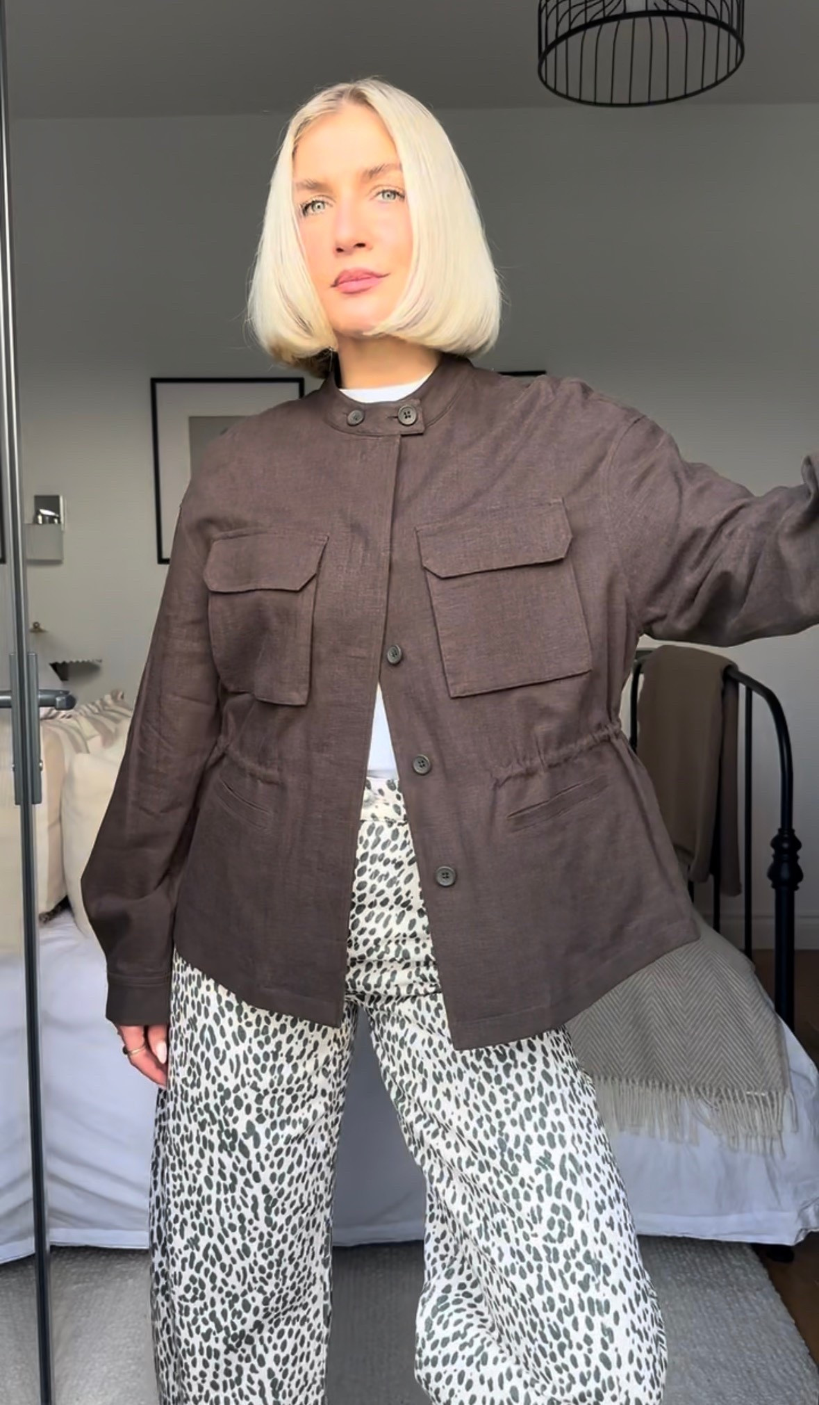 Brown linen utility jacket 
Leopard print jeans 
Spring jackets 

#LTKspring #LTKworkwear #LTKstyletip