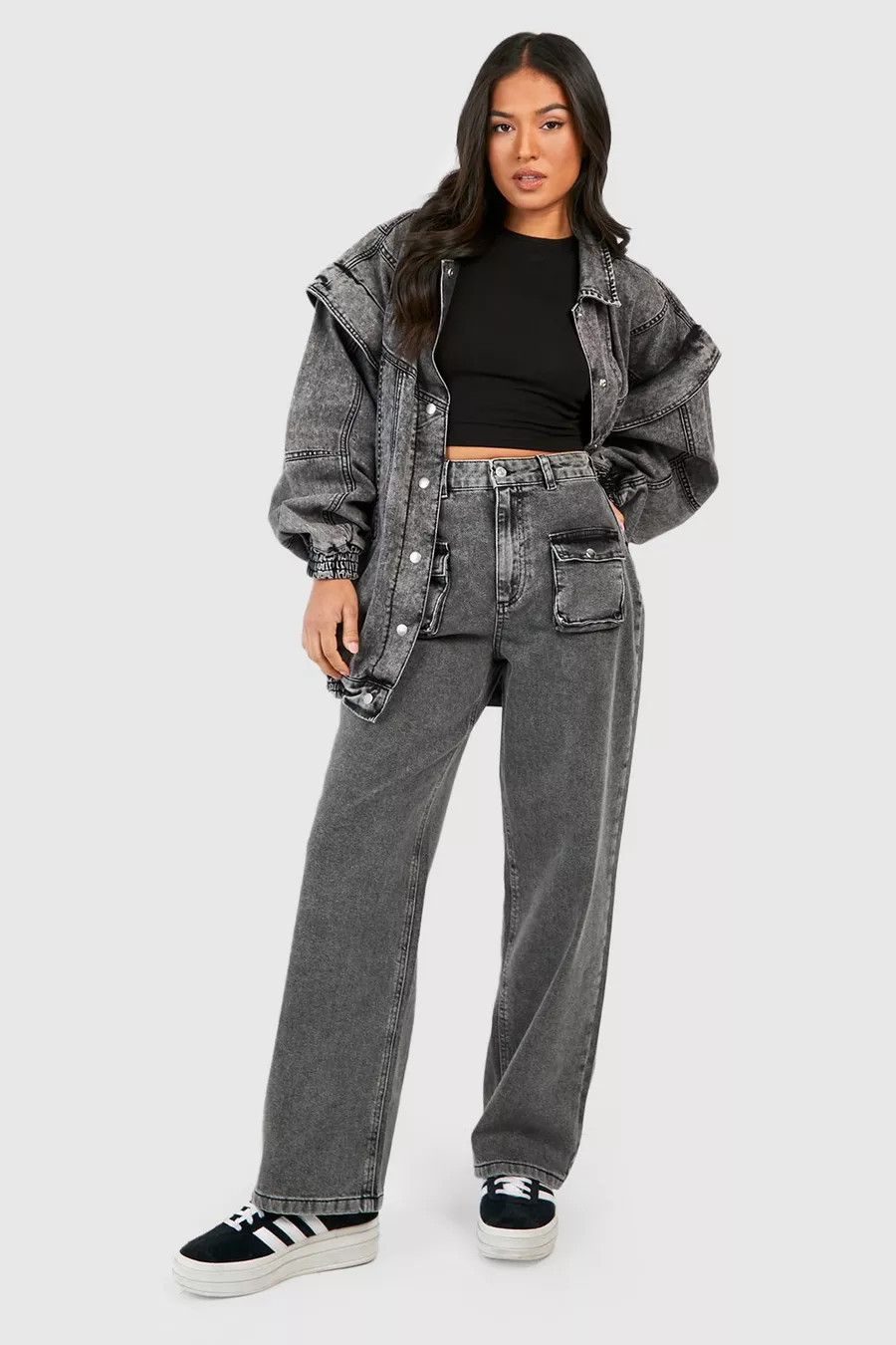 Petite - Veste en jean oversize | Boohoo.com (FR)