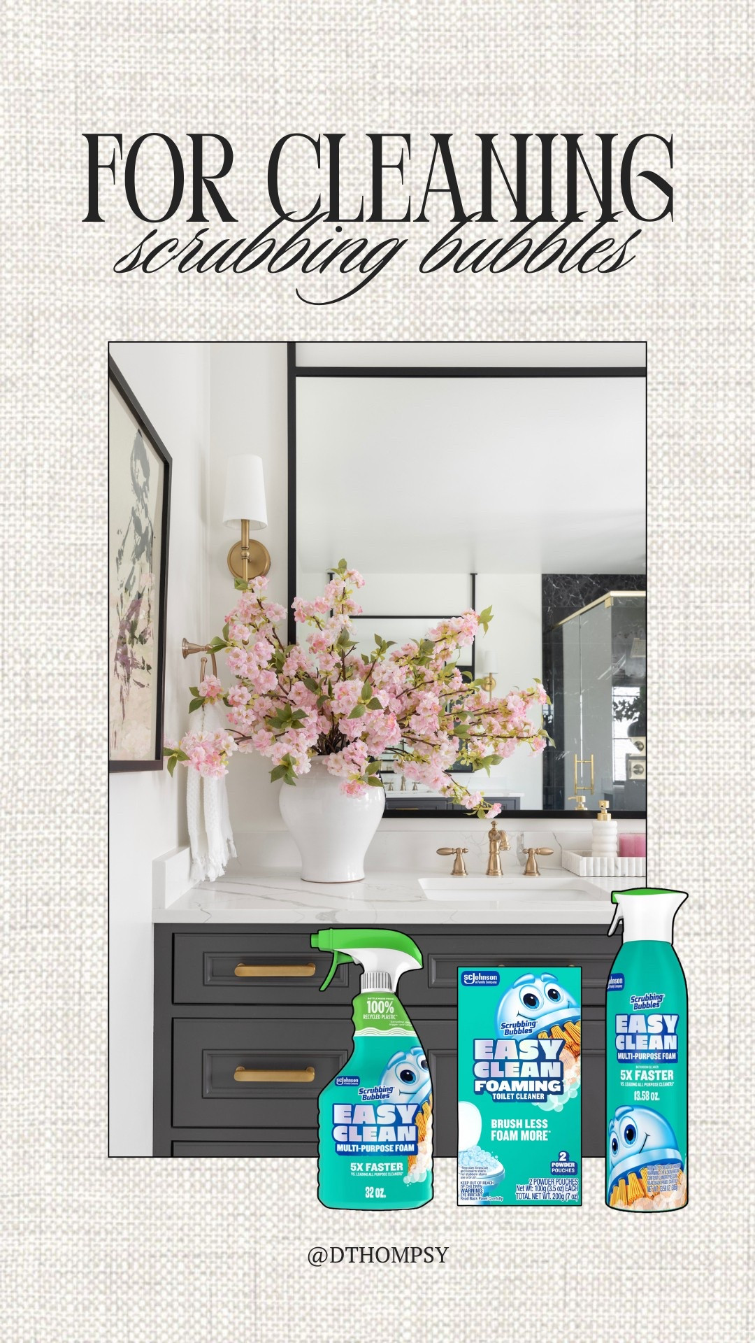 #AD Make cleaning your bathroom the easiest job in the world with the new @ScrubbingBubbles Easy Clean line of bathroom and toilet cleaners now available @target 🧼 🫧 The Multi-Purpose Foam Trigger and Aerosol clean 5X faster*, dissolving stains in seconds. They work well on tile, fixtures, counter tops, and more. We also love the Foaming Toilet Cleaner. It is perfect for quick cleaning in between deep scrubs. 

They work hard so you don’t have to (& the quicker you can get through your Honey-Do list 😉)



#EasyClean #ScrubbingBubbles #EasiestJob #target #paidlink #targetpartner



Comment CLEAN below to receive a DM with the link to shop this post on my LTK ⬇


