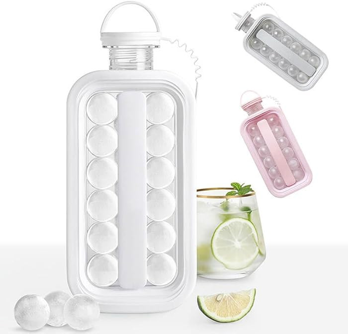 Uncork & Uncap 2-in-1 Ball Maker Ice Cube Tray & Water Bottle (White) | Amazon (US)