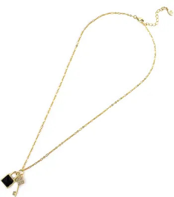 RIVKA FRIEDMAN 18k Gold Plated Onyx Lock Key Charm Necklace | Nordstromrack | Nordstrom Rack