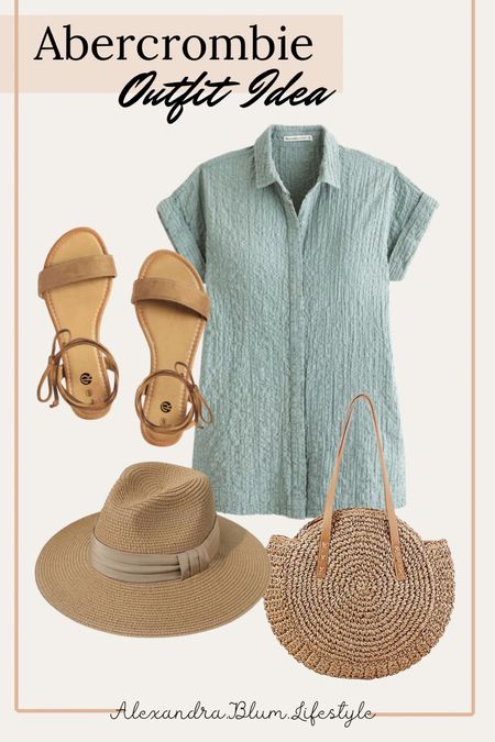 Cute tshirt style dress from Amazon perfect for vacation and travel outfits! I think this would be a perfect outfit for exploring a small town, heading to the beach or lake, or heading to brunch! Accessories are from Amazon: tan brown tie sandals, round straw beach tote bag, and brown fedora wide brim beach hat! Travel outfit! Beach outfit!  Vacation outfit! 

#LTKshoecrush #LTKfindsunder100 #LTKtravel