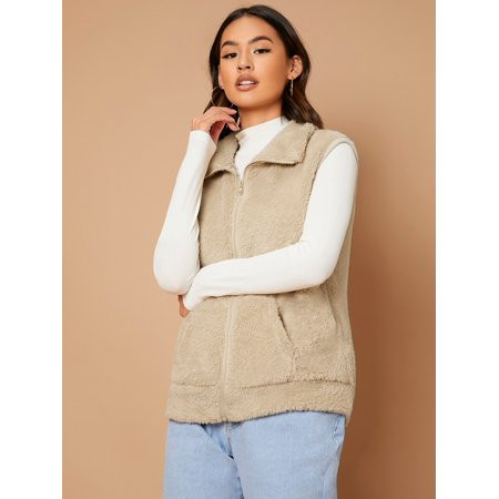 Women s Zip Up Teddy Vest Jacket Without Tee 49216W620112-9840 | Walmart (US)