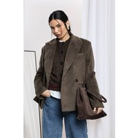 Womens Tailored Wool Look Blazer - Brown - 12 | boohoo (US & Canada)
