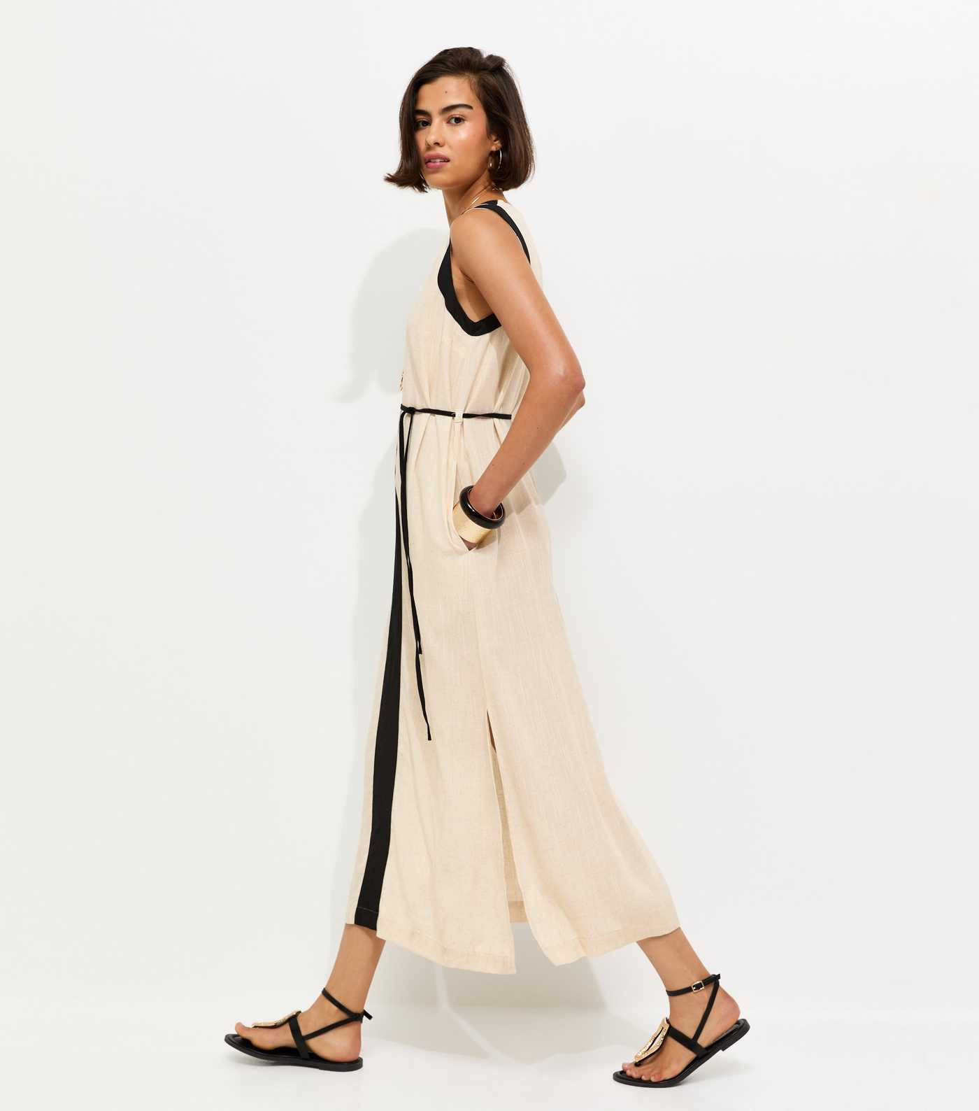 Cream Contrast Trim Column Midi Dress | New Look | New Look (UK)