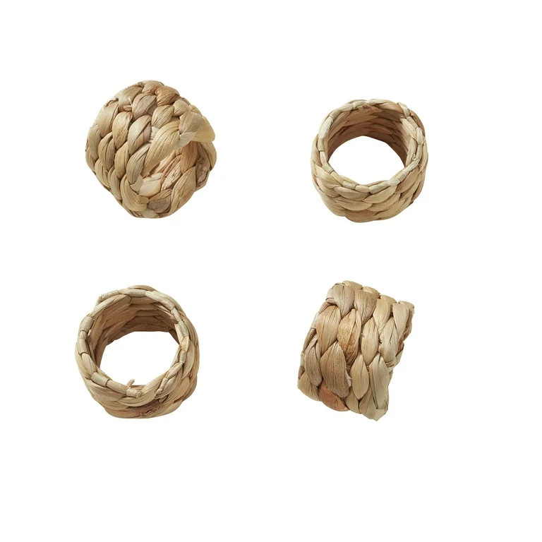 Better Homes & Gardens Natural Water Hyacinth Napkin Rings, Set of 4 | Walmart (US)