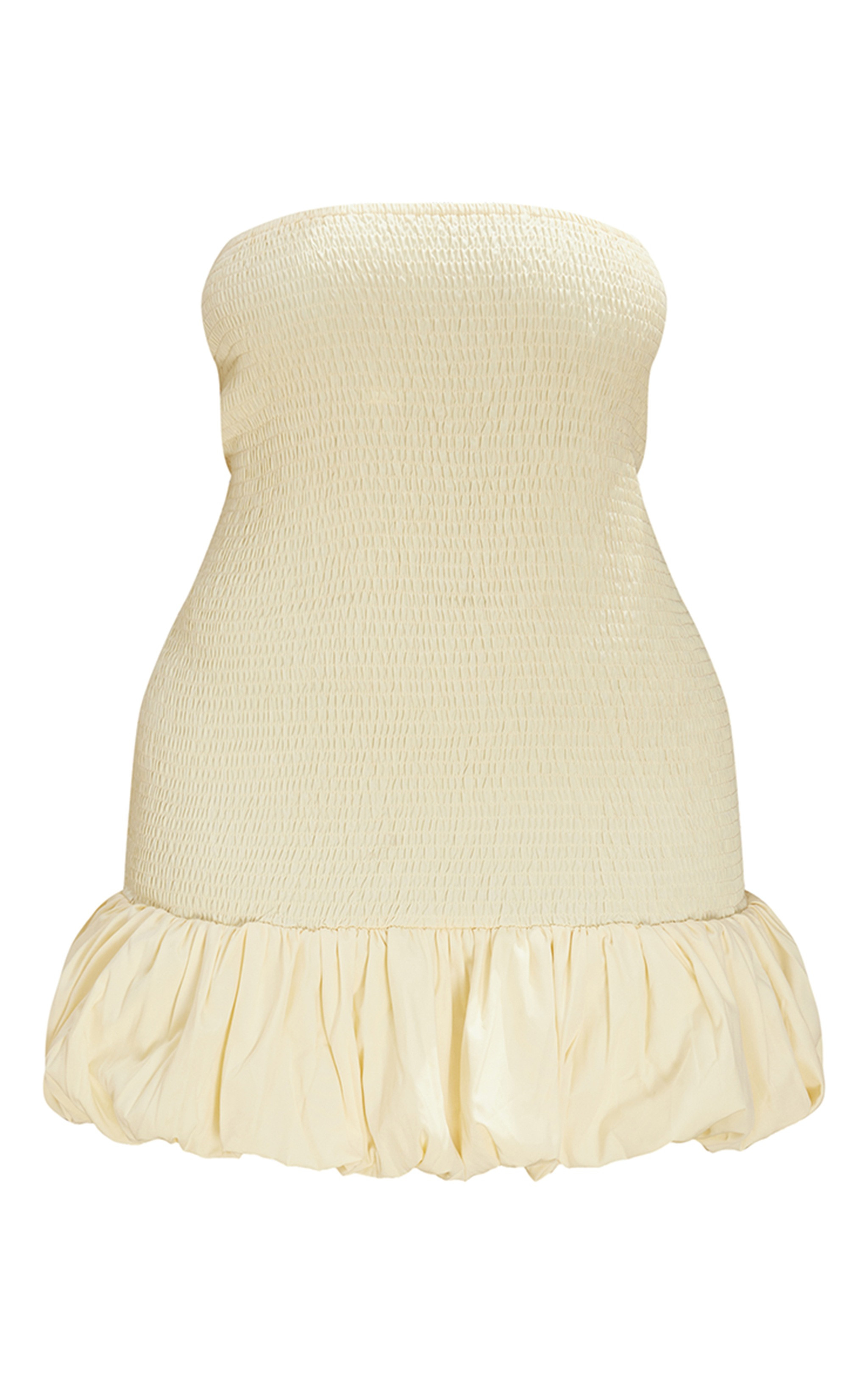 Plus Lemon Shirred Bandeau Bodycon Dress | PrettyLittleThing US