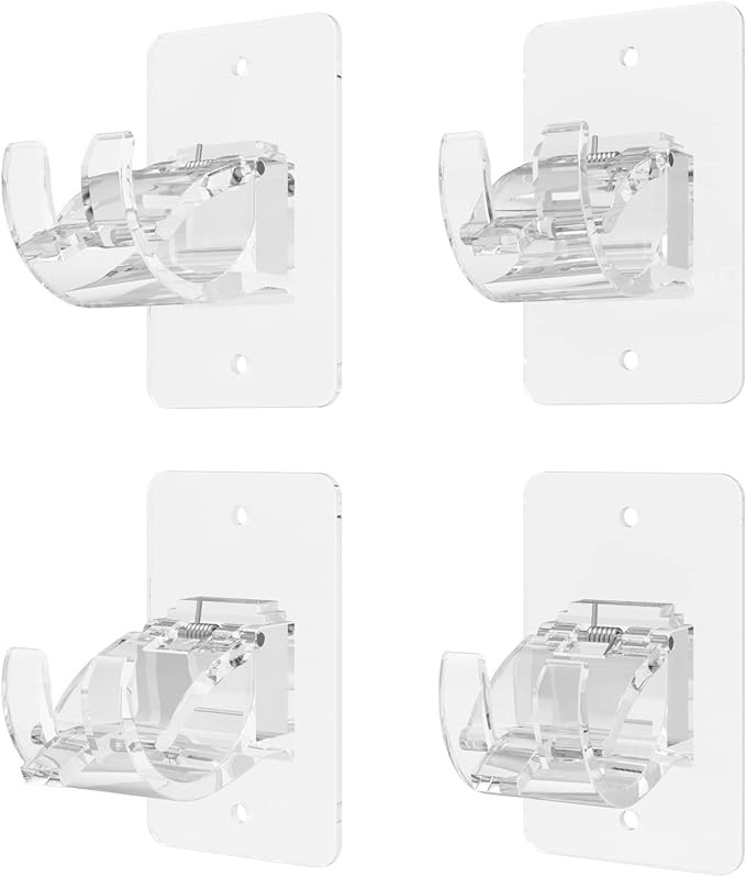 4 Pieces Self Adhesive Curtain Rod Bracket, Universal Plastic Curtain Rod Holders, No Drill Curta... | Amazon (US)