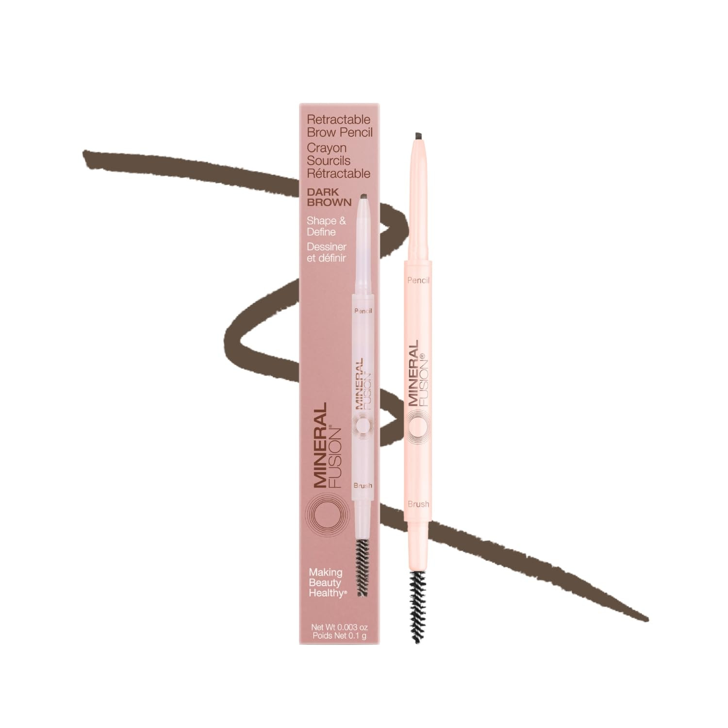 Mineral Fusion Retractable Brow Pencil (Dark Brown) - Shape & Define Eyebrow with Blending Spooli... | Amazon (US)