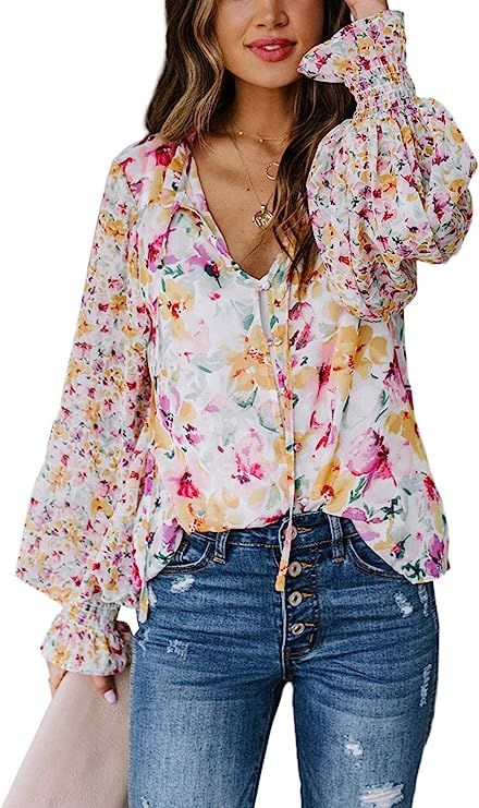 Biucly Women's Loose Fit Casual Tops | Amazon (US)